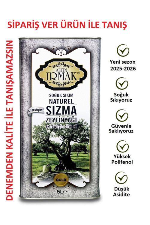 Gold Premium Gurme Filitresiz Soğuk Sıkım Natürel Sızma Zeytinyağı 5lt