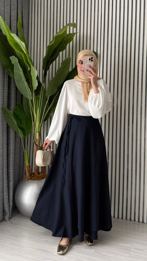 Kadın Yandan Bağlamalı Dökümlü Mevsimlik İnce Yandan Bağlamalı Etek