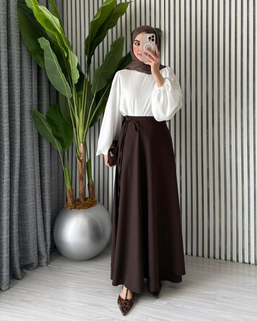 Kadın Yandan Bağlamalı Dökümlü Mevsimlik İnce Yandan Bağlamalı Etek