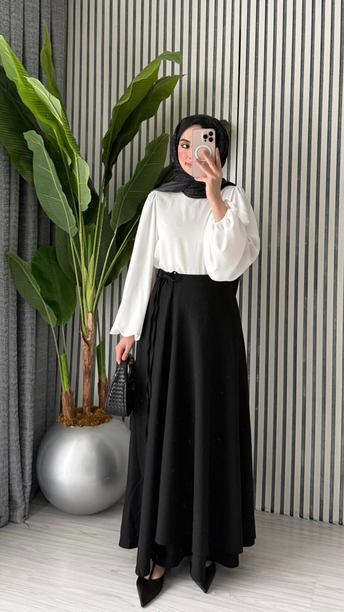 Kadın Yandan Bağlamalı Dökümlü Mevsimlik İnce Yandan Bağlamalı Etek