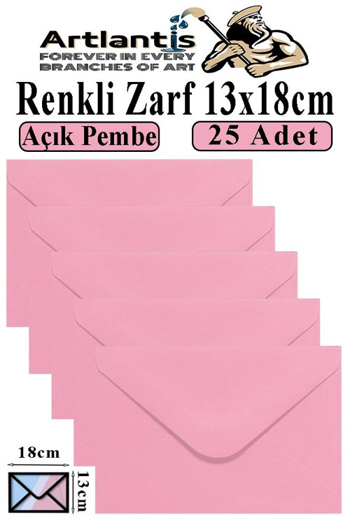 Açık Pembe Zarf 13x18 cm 25 Adet Açık Pembe Mektup Zarfı Davetiye Zarfı Kartpostal Çekiliş Hediye Zarfı