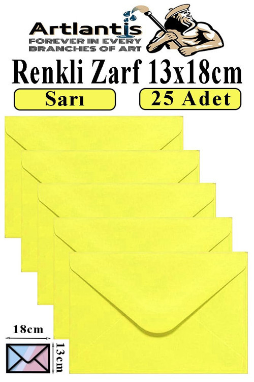 Sarı Zarf 13x18 cm 25 Adet Sarı Mektup Zarfı Davetiye Zarfı Kartpostal Çekiliş Hediye Zarfı