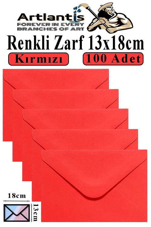Kırmızı Zarf 13x18 cm 100 Adet Kırmızı Mektup Zarfı Davetiye Zarfı Kartpostal Çekiliş Hediye Zarfı