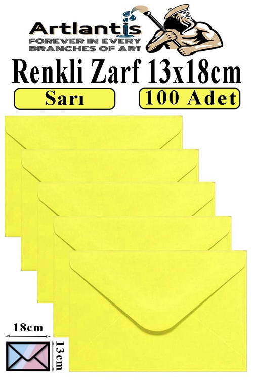 Sarı Zarf 13x18 cm 100 Adet Sarı Mektup Zarfı Davetiye Zarfı Kartpostal Çekiliş Hediye Zarfı