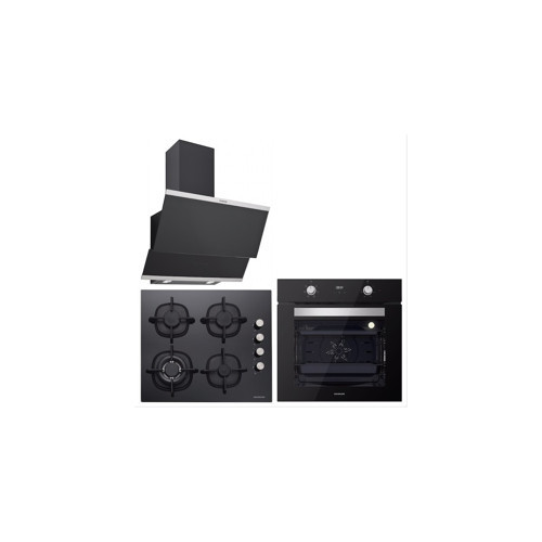 BO6502B02-CS5429B01-3420 Classy Siyah Cam Ankastre Set