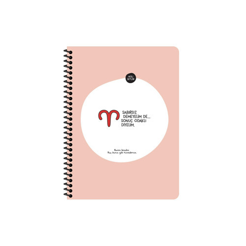 Burçlar Serisi 16,5x22,5 Çizgili Spiralli Stickerli Defter - Sabırsız Demeyelim De Sonuç Odaklı Diyelim