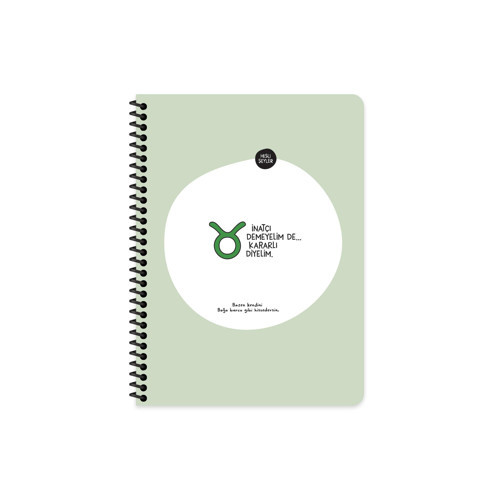 Burçlar Serisi 16,5x22,5 Çizgili Spiralli Stickerli Defter - İnatçı Demeyelim De Kararlı Diyelim