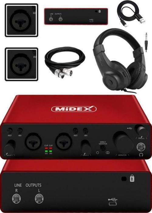 GLX-800RD-H Üst Segment Usb Stüdyo Ses Kartı 2 Giriş 2 Çıkış 24bit/192kHz (Kulaklık kablo Dahil)