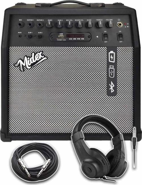 MGA-50HD Elektro Gitar Amfisi 50 Watt USB Bluetooth Şarjlı 4 girişli (Kulaklık ve Kablo Dahil)