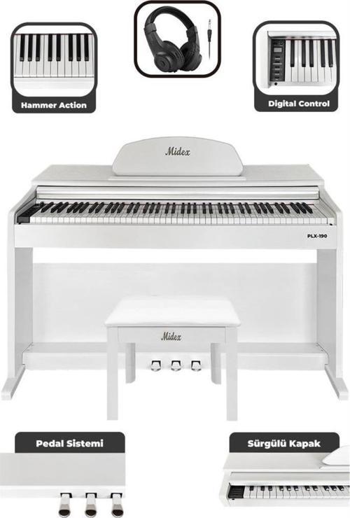 PLX-190WH Dijital Piyano 88 Tuşlu Beyaz Tuş Hassasiyetli Çekiç Aksiyonlu