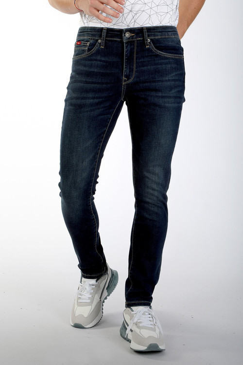 Jeff Normal Bel Dar Kesim Çok Dar Paça Mavi Erkek Jean Pantolon