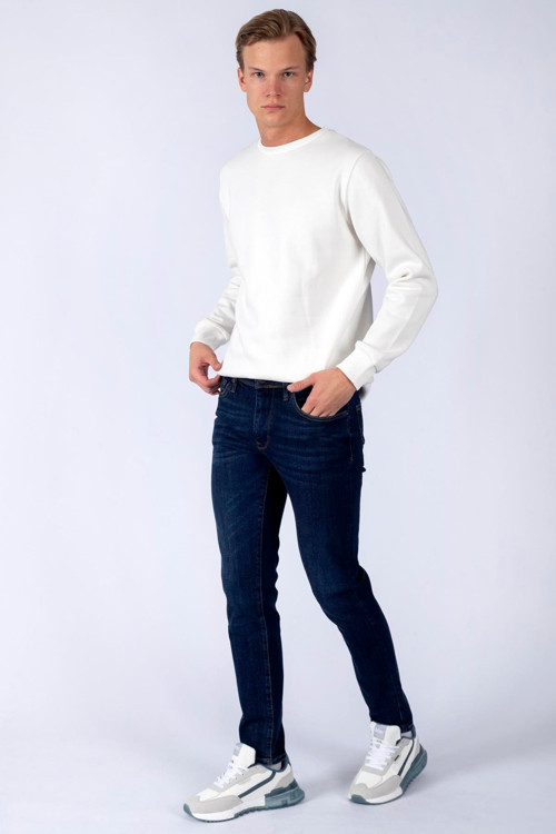 Jagger Normal Bel Dar Kesim Düz Paça Mavi Erkek Jean Pantolon