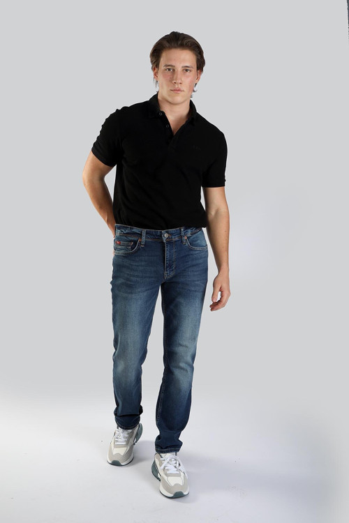 Jagger Normal Bel Dar Kesim Düz Paça Mavi Erkek Jean Pantolon
