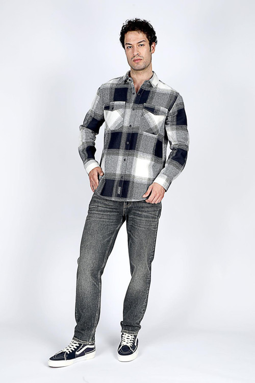 Oxford Yüksek Bel Rahat Konik Kesim Daralan Paça Siyah Erkek Jean Pantolon