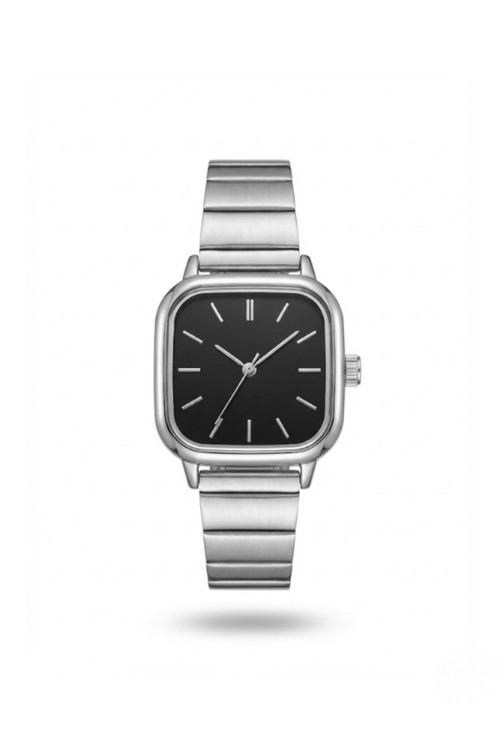 Retro Kare Kasa Metal Kordonlu Kadın Kol Saati - Minimalist Tasarım Özel Kutulu