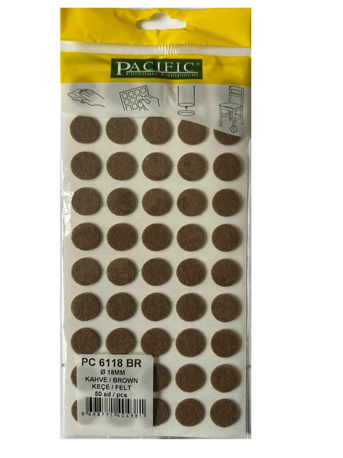 Yapışkanlı Mobilya Masa Sandalye Altı Zemin Ayak Koruyucu Kaydırmaz Keçe 18 mm - 50 Adet