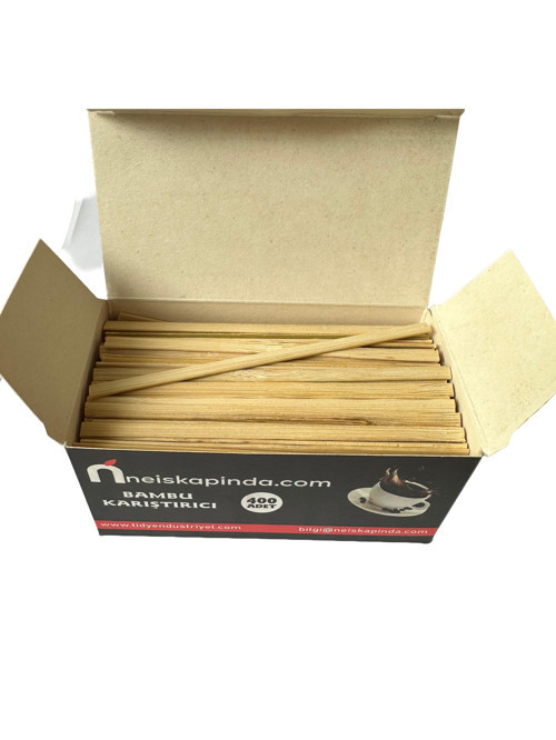 Organik Tahta Ahşap Bambu Çay Kahve Karıştırıcı Çubuk - 10 Cm. - 400 Adetlik 1 Paket