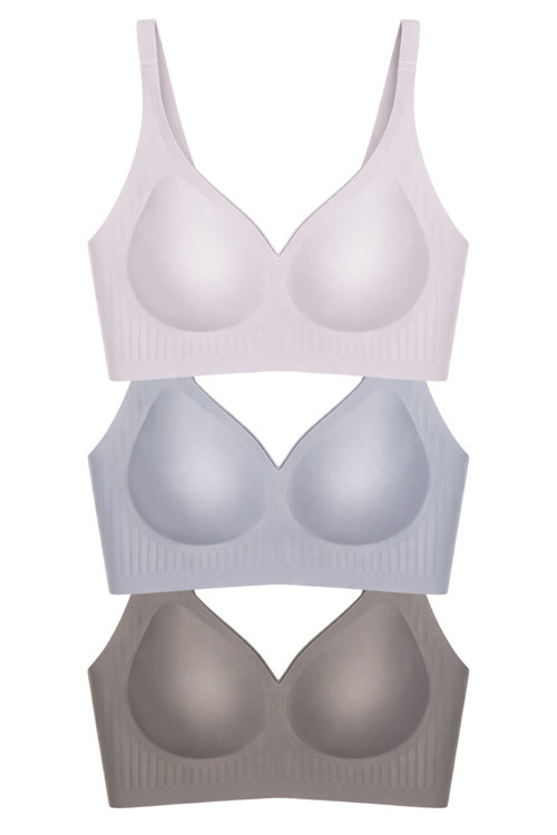 Seamless Bra - Slight | Lazer Kesim Dikişsiz Dilim Detaylı Balensiz Kadın Sütyen 3'lü Paket-2