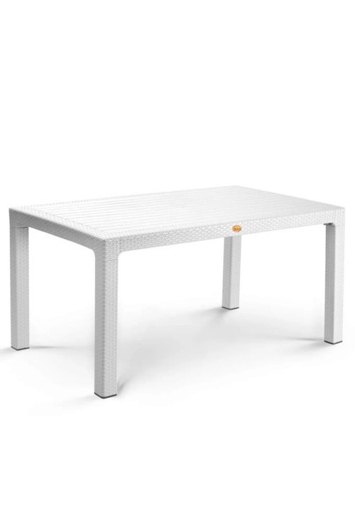 Camsız Beyaz 90x150 cm Rattan Bahçe Balkon Masası