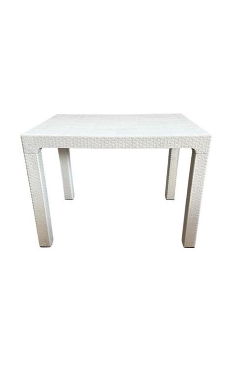 Camsız 70x100 cm Rattan Bahçe Balkon Masası Beyaz