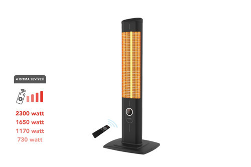 ICQN Craft Serisi IC2300 Suya-Toza Dayanıklı 2300 W Siyah Uzaktan Kumandalı İç/Dış Mekan Isıtıcı
