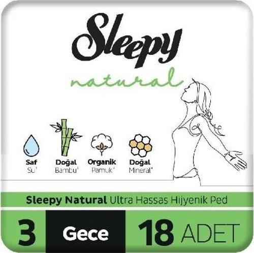 Hijyenik Ped Natural Super Eko Gece 18'li (2'li)