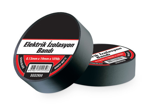 İzole Pvc Elektrikçi Elektirik Kablo Bandı Siyah Renk Bant Bandı Eni: 1.9 cm Uzunluk: 9 Metre 1 Adet