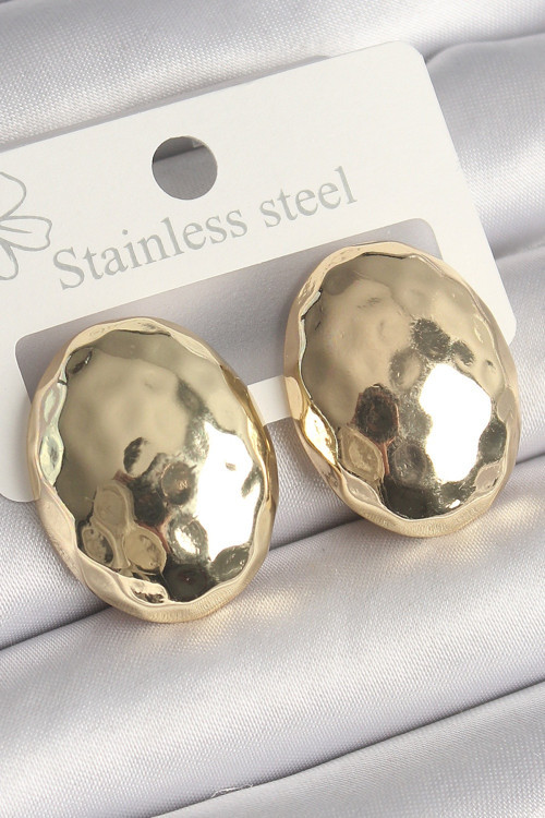Pirinç Gold Renk İşlemeli Bombe Oval Model Kadın Küpe - TJ-BKP10255 TG-V 8439
