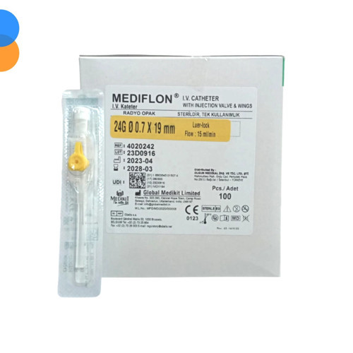 Branül (İntraket) Sarı 24G 100 lü Kutu