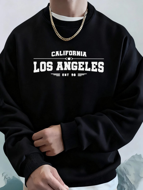 Kaliforniya Los Angeles Sanatsal Harf Desenli Erkek Sonbahar Günlük Kapüşonlu Üst Moda Sıcak