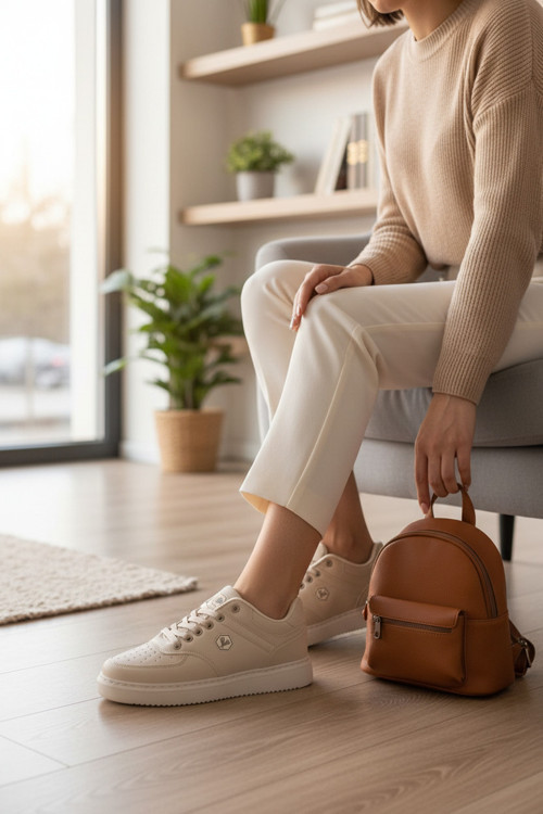 Enoch Suni Deri Beyaz Düz Tabanlı Erkek Casual Sneaker Ayakkabı