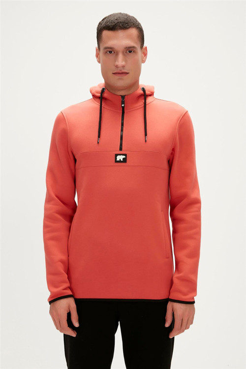 Defence Half-Zip Hoodie Ginger Tarçın Yarım Fermuarlı Kapüşonlu Erkek Sweatshirt