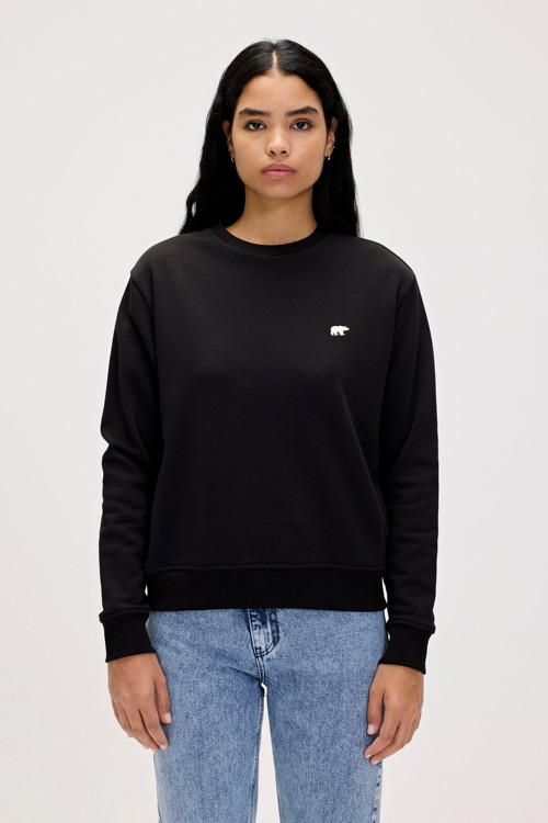 Basic Crewneck Siyah Kadın Sweatshirt