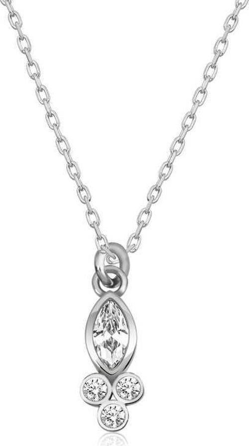 925 Ayar Gümüş Çiğ Damlası Mekik Tektaş Bayan Gümüş Kolye