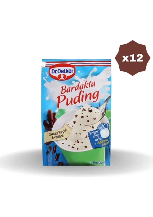 Çikolata Parçalı & Vanilinli Bardak Puding - (12 ADET)