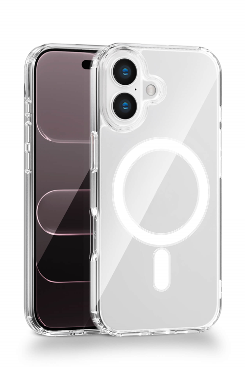 iPhone 16 Plus Uyumlu Kamera Korumalı Magsafe Wireless Şarj Özellikli Lüks Şeffaf Silikon Telefon Kılıfı