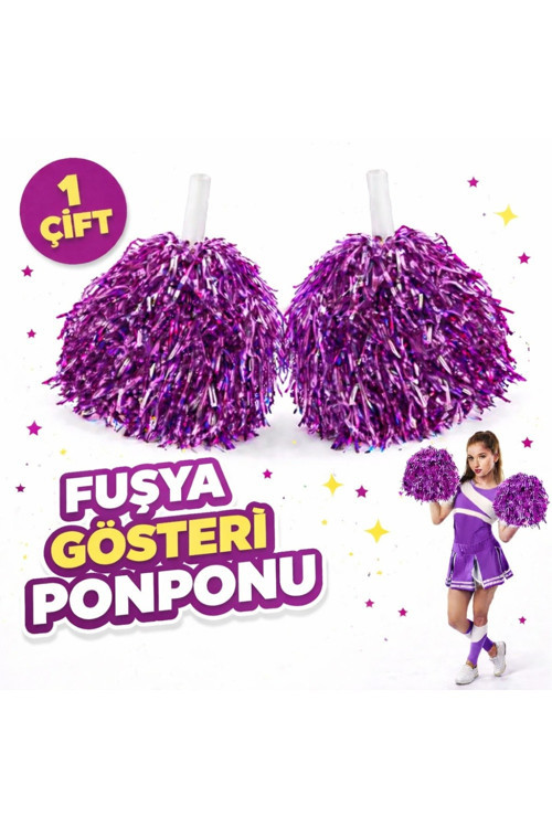 1 Çift ( 2 Adet ) Fuşya Renk 23 Nisan 19 Mayıs 29 Ekim Okul Gösteri Ponponları TG-V 12610