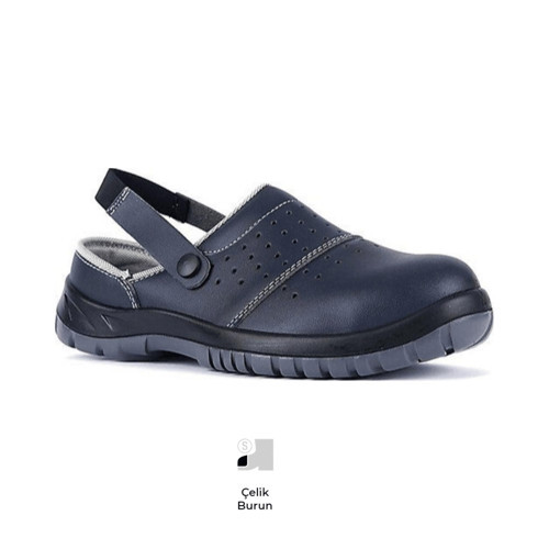 Pro Slipper 210-02 S1 SRC Lacivert Mikrofiber Deri Çelik Burun Sabo İş Terlik Sandalet