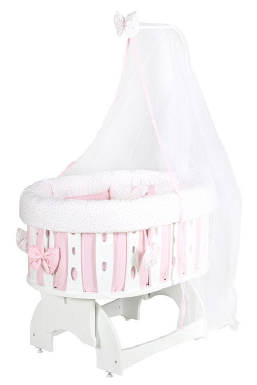 Mdf Beşik, Şehzade Sallanan Beşik Uyku Seti Cibinlik - Pembe