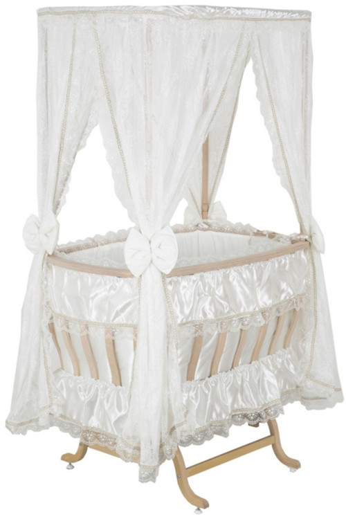 Mdf Beşik, Hacegan Sallanan Beşik Uyku Seti Cibinlik - Natural