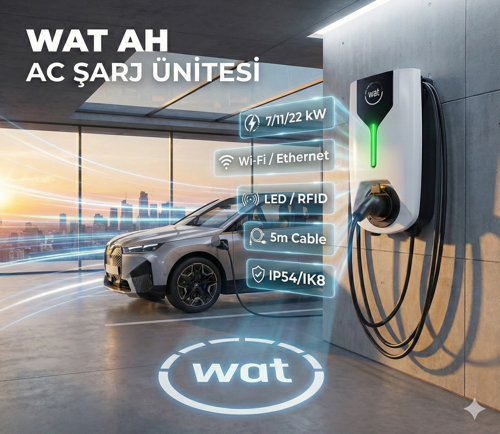 Wat AC006 Akıllı Ac Ev Şarj Istasyonu 7/11/22 Kw (Wi-Fi + Ethernet, Ocpp 1.6j, Type 2 Soket/kablolu)