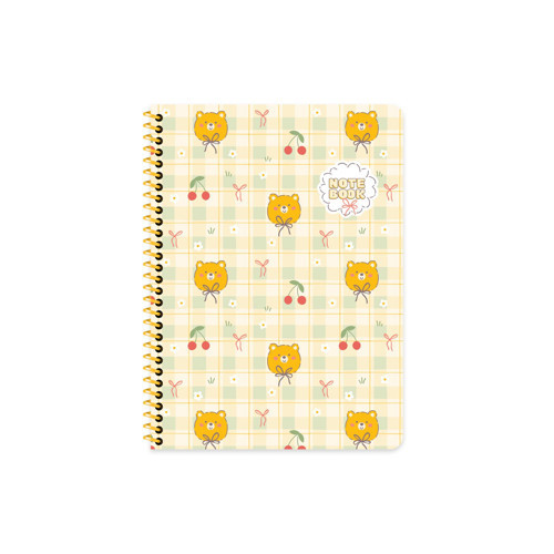 Keskin 16.5 x 22.5 Kareli Karton Kapak Kawaii Defter - Ayıcık