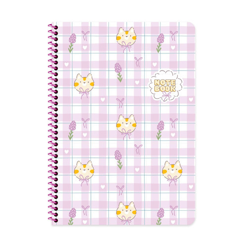 Keskin A4 Kareli Karton Kapak Kawaii Defter - Kedi