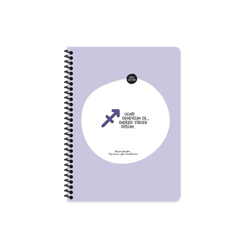 Burçlar Serisi A4 Çizgili Stickerli Defter - Uçarı Demeyelim De Enerjisi Yüksek Diyelim