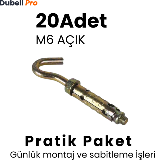 Açık Kancalı Dübel M6 (20 Adet) - Pratik Paket