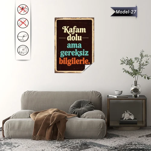 Statik Tutunma Özellikli Tablo - Poster Mizah (Model -27)