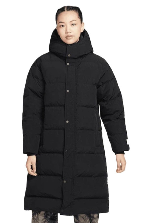 Jordan Flight Loose Fit Down Fill Parka Çıkarılabilir Kapüşonlu Bol Kesim Kaz Tüyü Kadın Parka Siyah