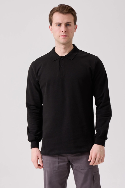Galanthus Polo Sweat Erkek Uzun Kollu Pamuklu Sweatshirt İş Ve Günlük Kullanım İçin