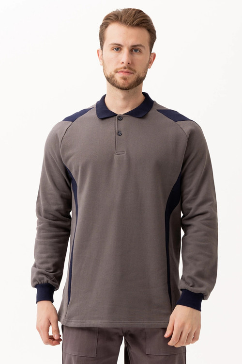 Flora Polo Yaka Sweatshirt - Uzun Kollu, Rahat Kesim, Pamuklu, Günlük Ve İş Kullanımı İçin