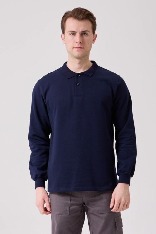 Galanthus Polo Sweat Erkek Uzun Kollu Pamuklu Sweatshirt İş Ve Günlük Kullanım İçin
